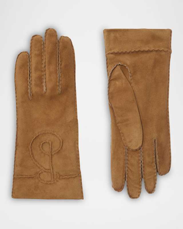 B Logo Suede Gloves